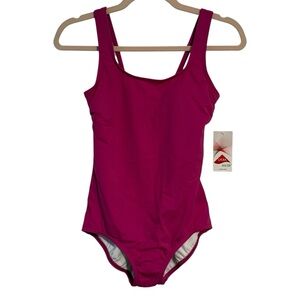 Land’s End Scoop Neck Violet Rose One Piece Swimsuit Tugless Soft Cup Size 4 NWT